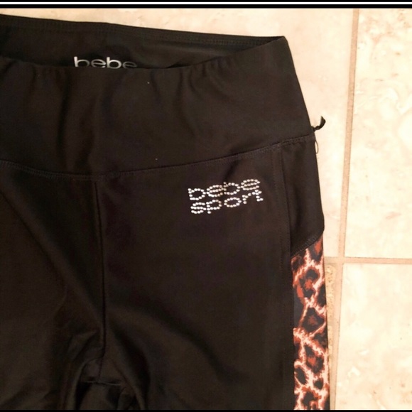 NWT Bebe Sport Bling Logo Cheetah Print Crop, sz M - Picture 3 of 6